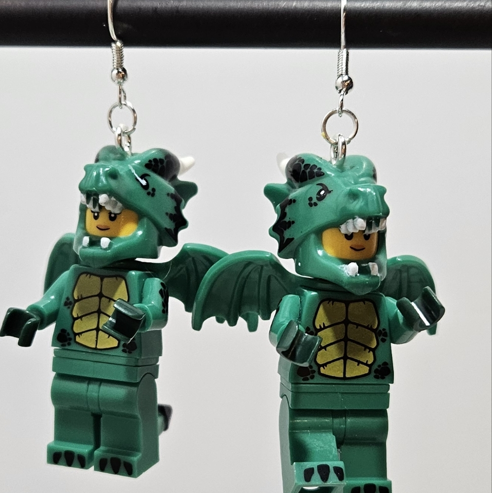 Dragon Suit Lego Figure Dangle Earrings